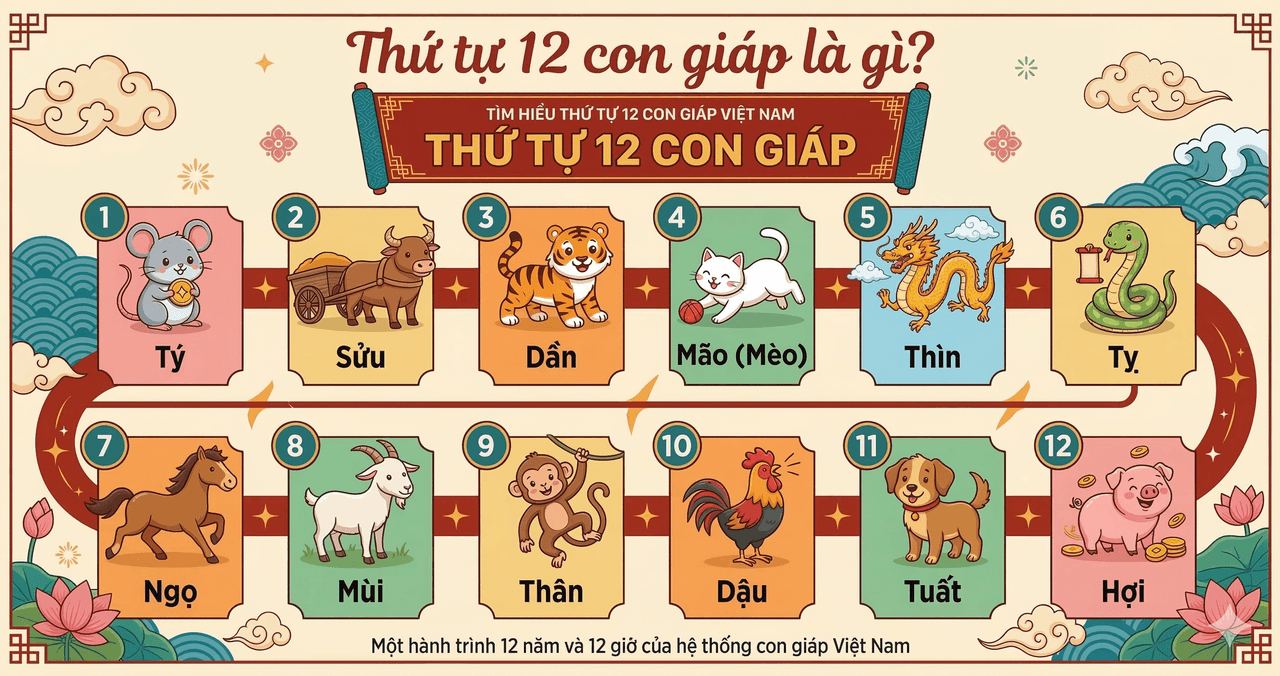 12 Con Giáp: Giải Mã Thứ Tự, Ý Nghĩa & Biểu Tượng Vận Mệnh